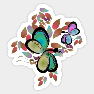 Butterflies and leaves Sticker